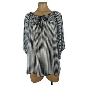DIAMOND'S U.S.A. Blouse Womens Sheer Checkers Printed